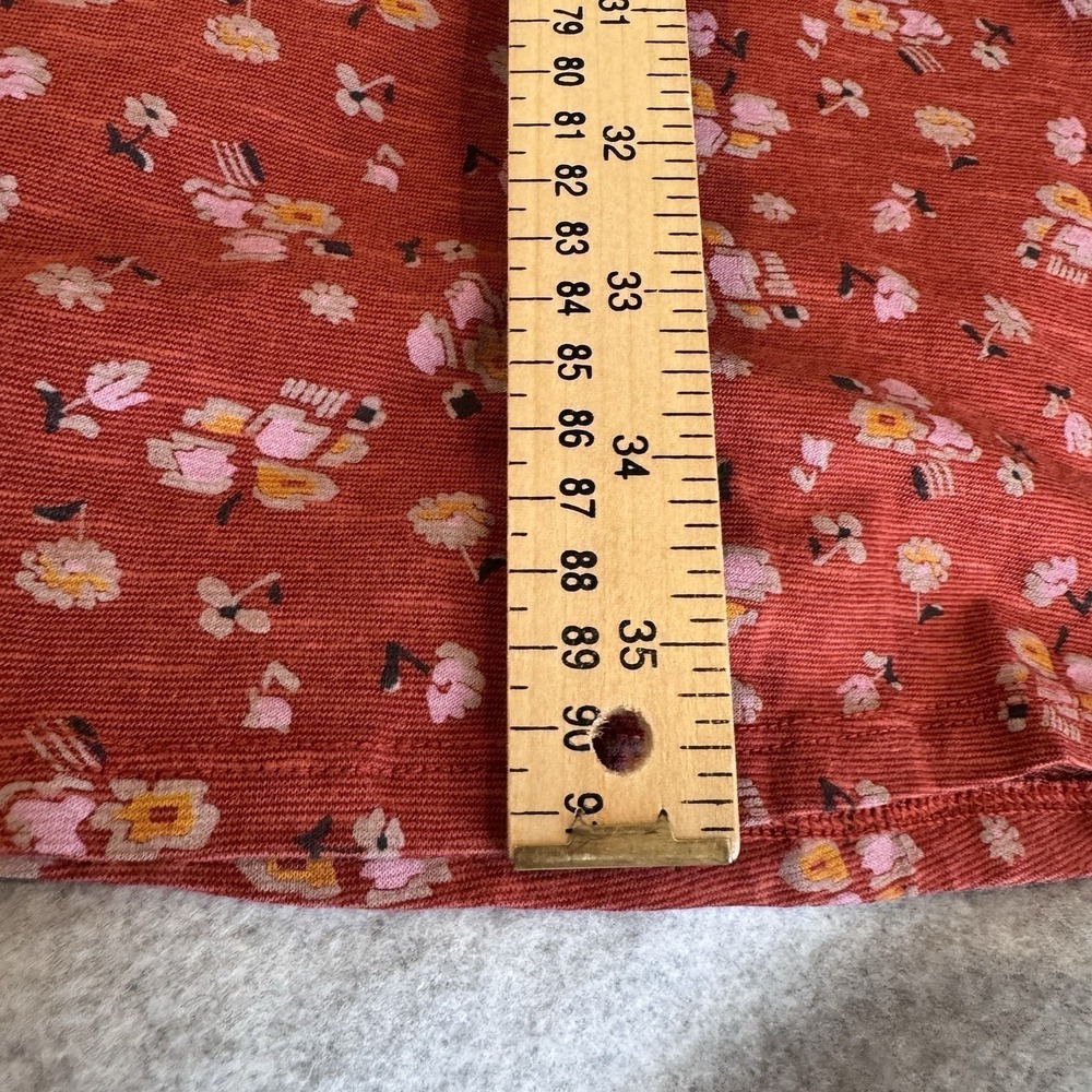 Toad&Co Dress Women Large Orange Floral Print Tencel Organic Cotton Zip Pocke - Picture 16 of 16